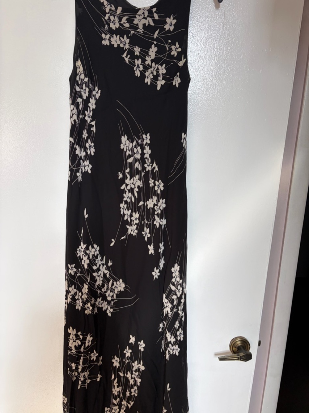 Black Floral Maxi Dress with Cream Blossom Print